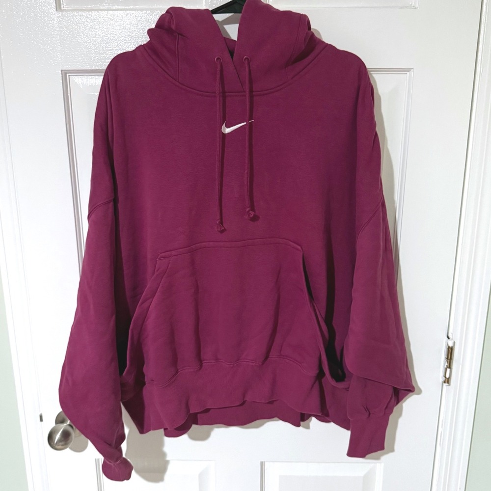 Nike Sportswear Essential Oversized Hoodie Magenta Pink XL Embroidered Swoosh